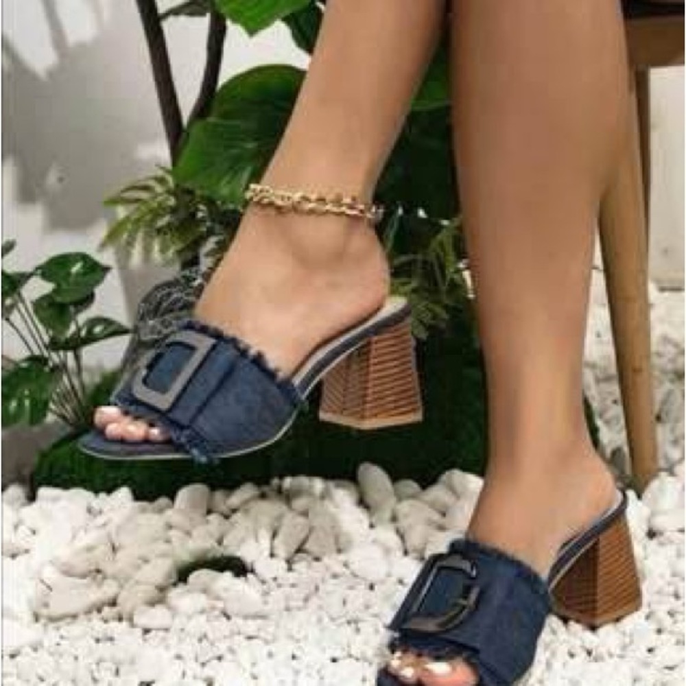 New - Women’s Denim Buckled Sandals / Shoes